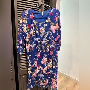 Floral Blue Maternity Dress
